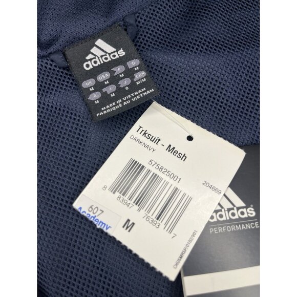 Adidas Jacket Mens Medium Blue Track Full Zip High Neck Active Athletic Logo - Picture 6 of 15